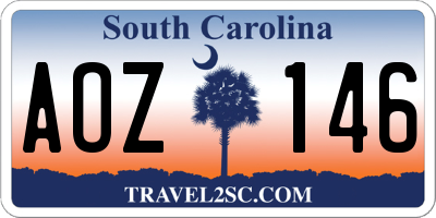 SC license plate AOZ146