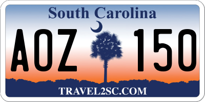 SC license plate AOZ150