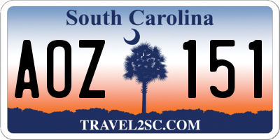SC license plate AOZ151