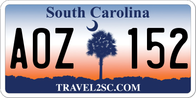 SC license plate AOZ152