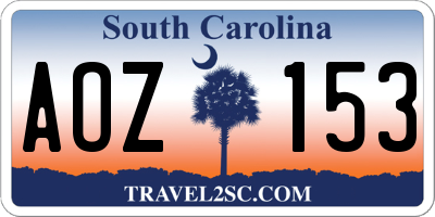 SC license plate AOZ153