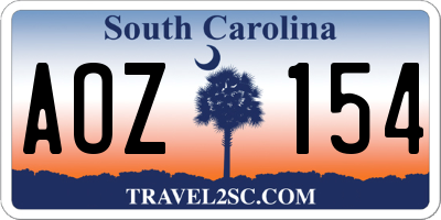 SC license plate AOZ154