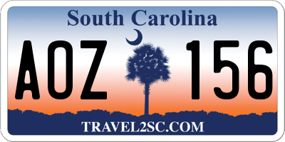 SC license plate AOZ156