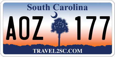 SC license plate AOZ177