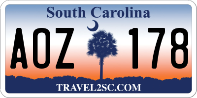 SC license plate AOZ178