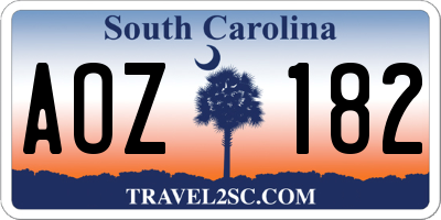 SC license plate AOZ182