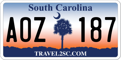 SC license plate AOZ187