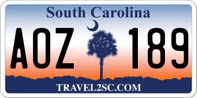 SC license plate AOZ189