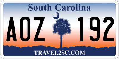 SC license plate AOZ192