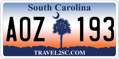 SC license plate AOZ193
