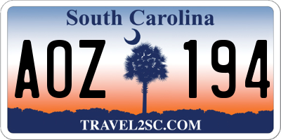 SC license plate AOZ194