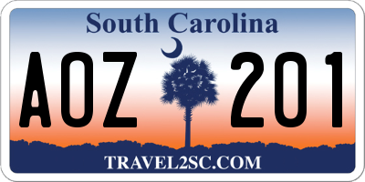 SC license plate AOZ201