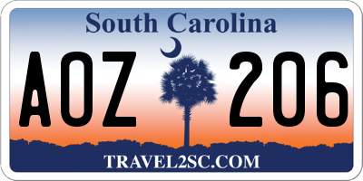 SC license plate AOZ206