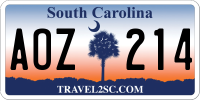 SC license plate AOZ214