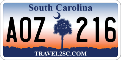 SC license plate AOZ216