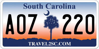 SC license plate AOZ220