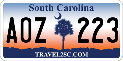 SC license plate AOZ223