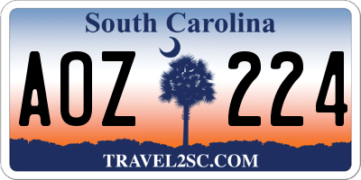 SC license plate AOZ224