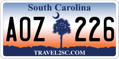 SC license plate AOZ226