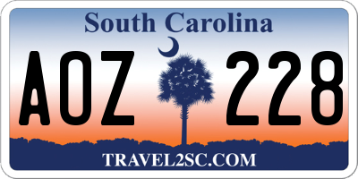 SC license plate AOZ228