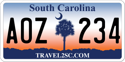 SC license plate AOZ234