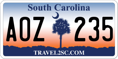 SC license plate AOZ235