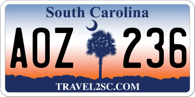 SC license plate AOZ236