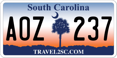 SC license plate AOZ237