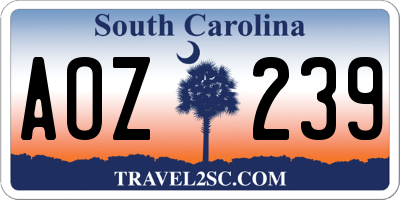 SC license plate AOZ239