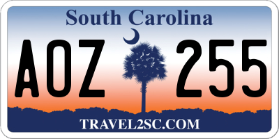 SC license plate AOZ255