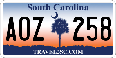 SC license plate AOZ258