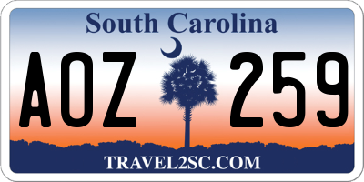 SC license plate AOZ259