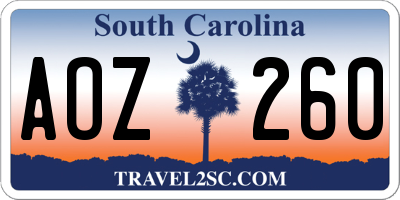SC license plate AOZ260