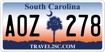SC license plate AOZ278