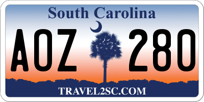 SC license plate AOZ280