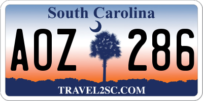 SC license plate AOZ286