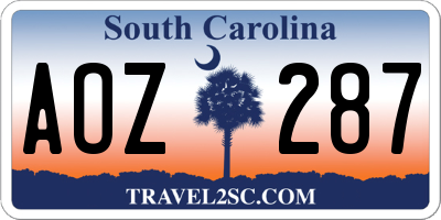 SC license plate AOZ287