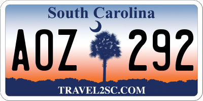 SC license plate AOZ292