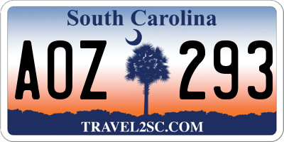 SC license plate AOZ293