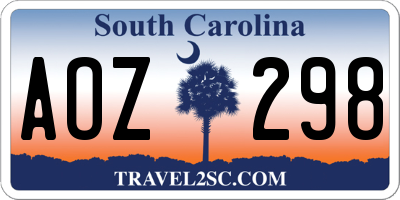 SC license plate AOZ298