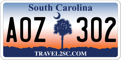 SC license plate AOZ302