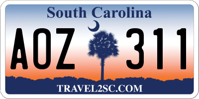 SC license plate AOZ311