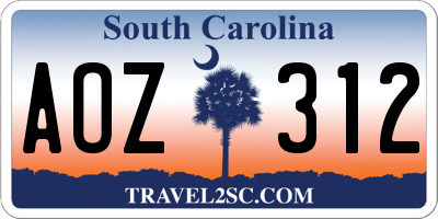 SC license plate AOZ312