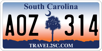 SC license plate AOZ314