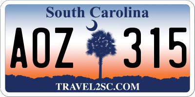 SC license plate AOZ315
