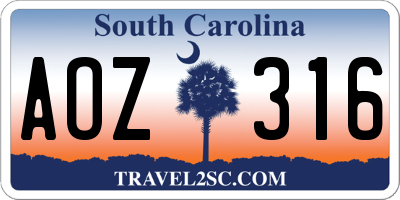 SC license plate AOZ316