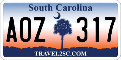 SC license plate AOZ317