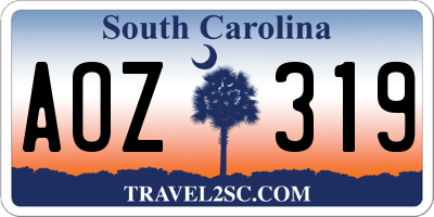 SC license plate AOZ319