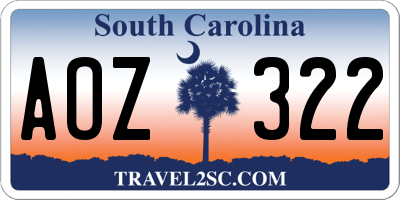 SC license plate AOZ322