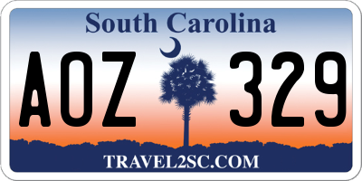 SC license plate AOZ329